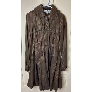 Jolt Brown/Copper Sparkle Trench/Lined/Button Up/Belt Coat-Med.